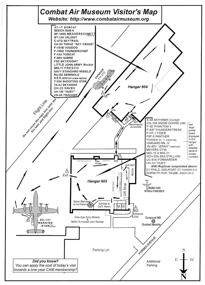 Map of Hangars at Combat Air Museum