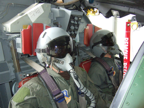 Pilots in F-111 escape capsule